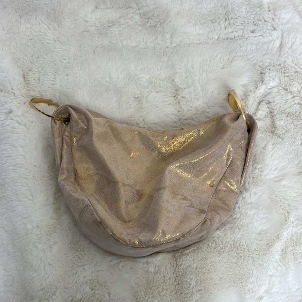 Bracelet hobo bag, BCBGirl gold vegan faux leather gold boho bag - Picture 9 of 16